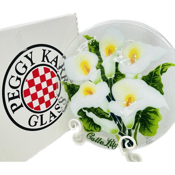 Peggy Karr 2001 CALLA LILY 11"‎ Fused Art Glass Plate with Box Retired LE #928 - Picture 1 of 8